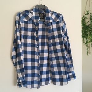 Express Fitted Men's Plaid Button Down Shirt